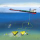 Artist’s concept of a deep ocean manganese nodule mining operation, with autonomous robotic collectors, a transport system for conveying material to the surface, and a processing barge. Image: Aker Wirth